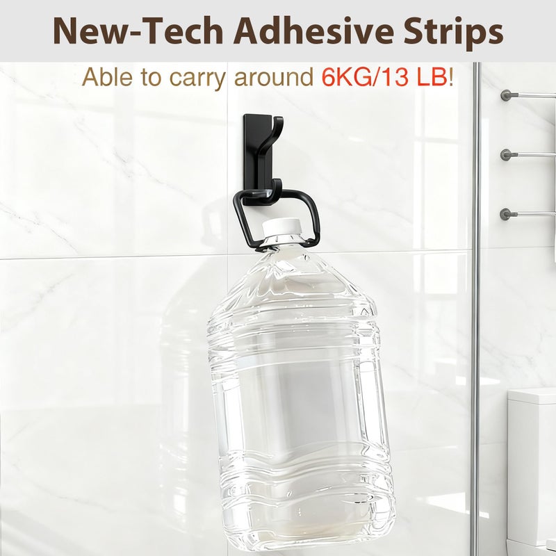 pickpiff Wall Hooks with Adhesive Strip - Easy to Remove, No Residue, Strong Heavy Duty Sticky Towel Hook, 4 Pack Black - Image 4