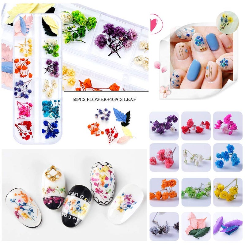 iFancer 108 Pcs Dried Flowers for Resin Nail Art 62 Colors 3D Dry Flowers for Nails 2 Boxes Small Tiny Dried Flowers for Nail Art Little Pressed Real Natural Flower Nail Art Design Decoration Supplies - Image 3