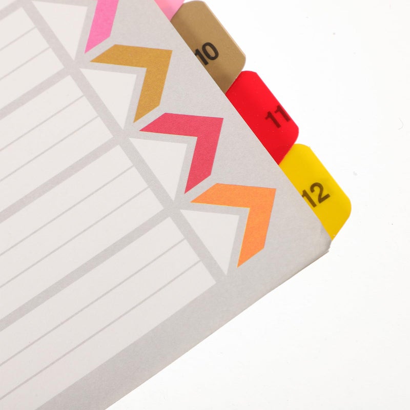 Colorful 12 Tab A4 Plastic Binder Dividers 11 Hole Numbered Index for School Office Organization - Image 4