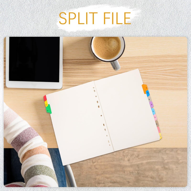 Colorful 12 Tab A4 Plastic Binder Dividers 11 Hole Numbered Index for School Office Organization - Image 5