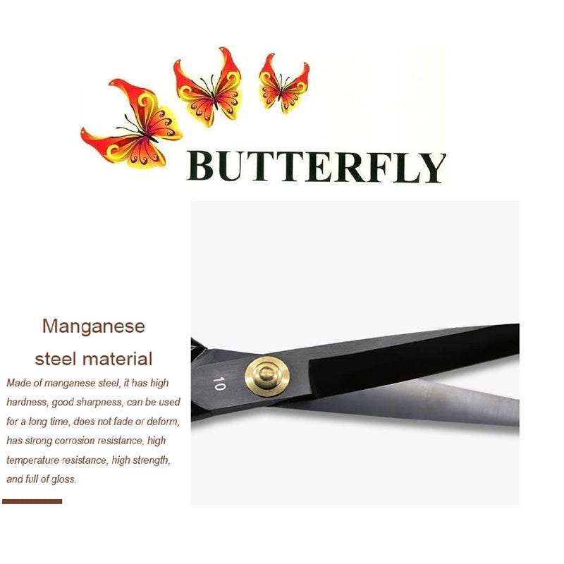 BUTTERFLY Premium Tailoring scissors for cloth cutting - Professional Fabric Sewing anti rust stainless steel Tailor Scissors, Black - Set of 1 - Image 3