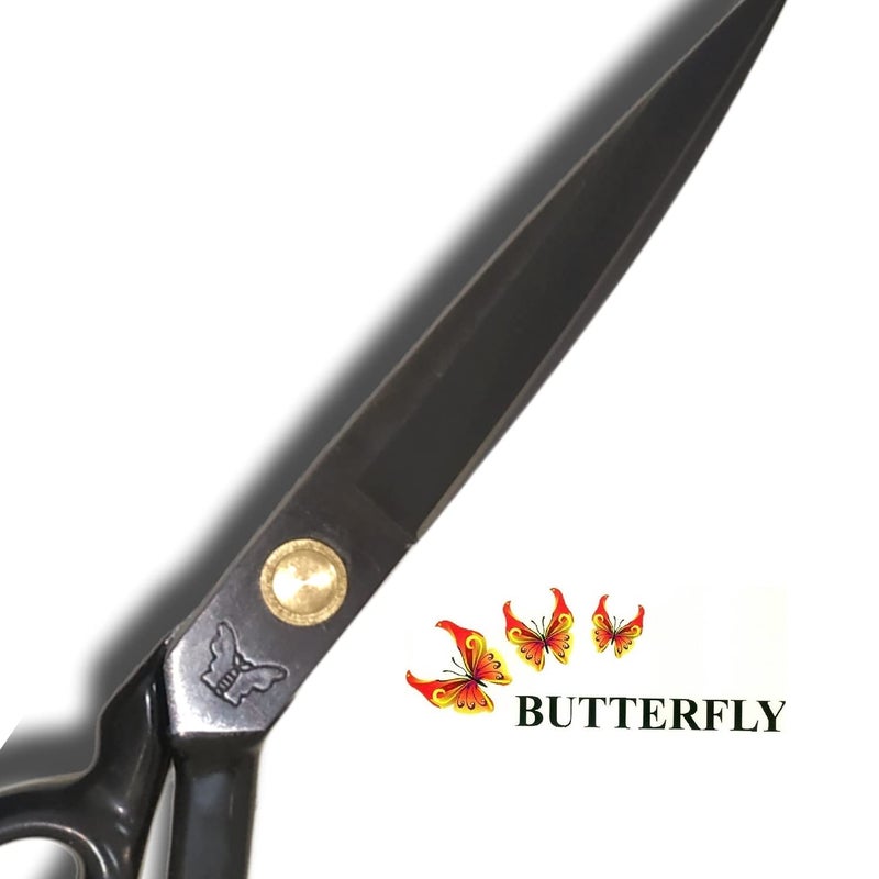 BUTTERFLY Premium Tailoring scissors for cloth cutting - Professional Fabric Sewing anti rust stainless steel Tailor Scissors, Black - Set of 1 - Image 2