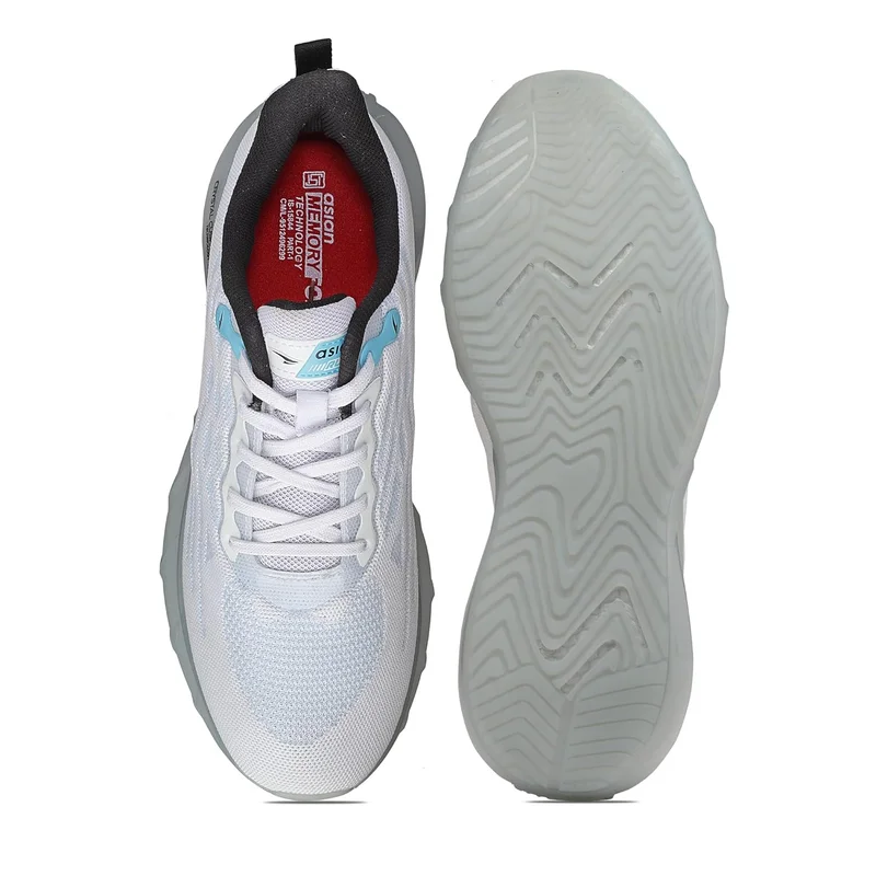 Asian Men's White and Black Running Shoes for Boys