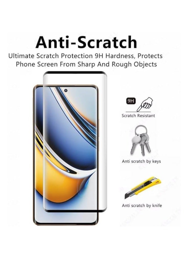 Screen Protector for OPPO Realme 11 Pro Plus Tempered Glass Protector Full Glue Edge to Edge 9H Hardness Anti Fingerprint 3D Curved Scratch Resistance Glass for Realme 11 Pro Plus - Image 3