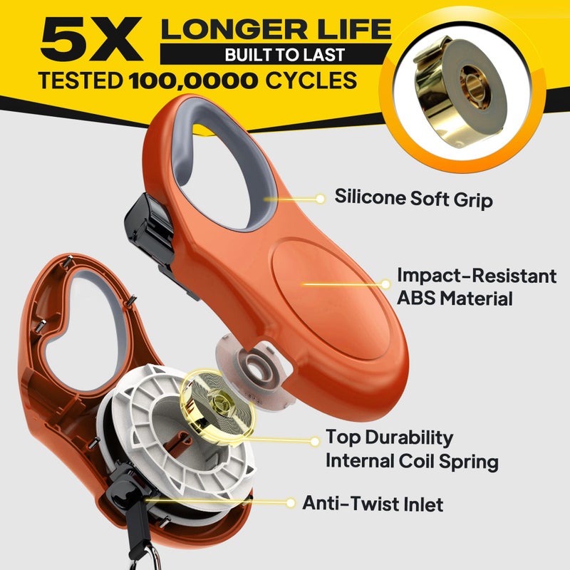 Fida Retractable Dog Leash, 16 ft Dog Walking Leash for Medium Dogs up to 44lbs, Tangle Free, Orange - Image 4