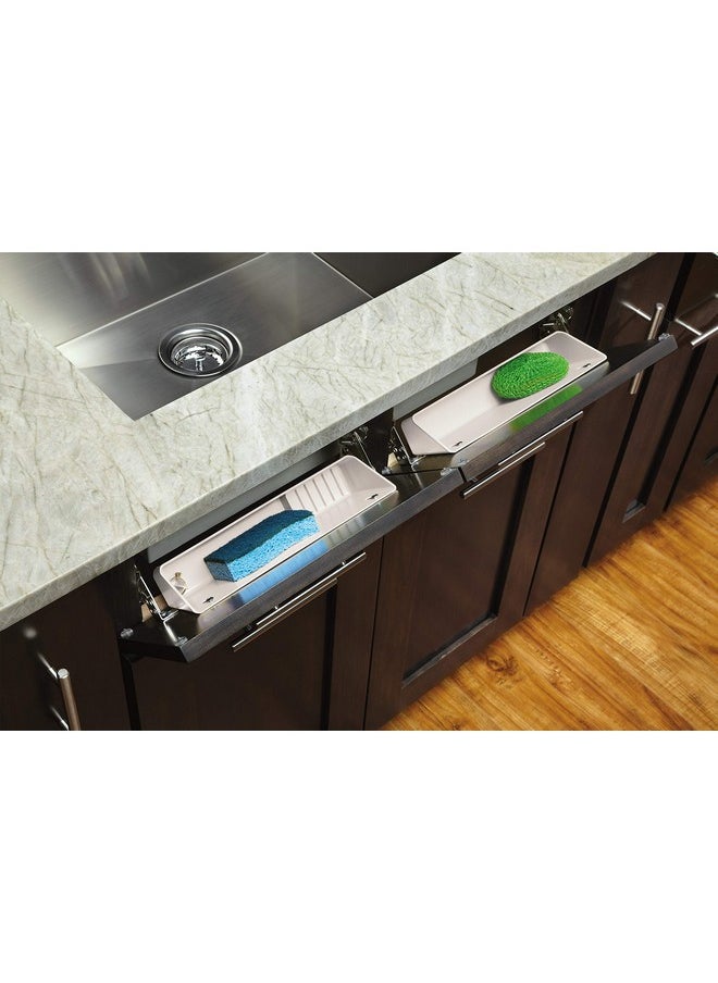 Rev-A-Shelf Rev-A-Shelf 14" Tip-Out Plastic Sink Trays for Kitchen and Bathroom Base Cabinet, Pull Out Vanity Shelf Home Organizer, White, 6572-14-11-52  - Image 1
