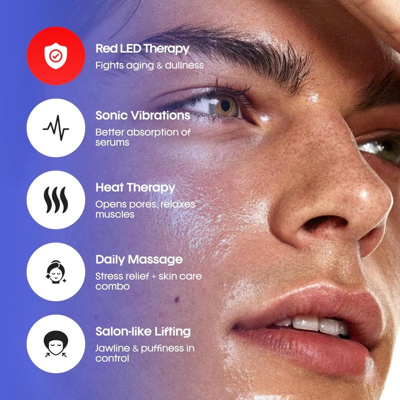 Frizty Electric Gua Sha Face Massager With 9 Modes | Red Light Therapy | Sonic Pulsation & Heat Therapy Facial Massager | Scraping Tool For Acne Control, Anti-Wrinkle & Anti Ageing - Image 5