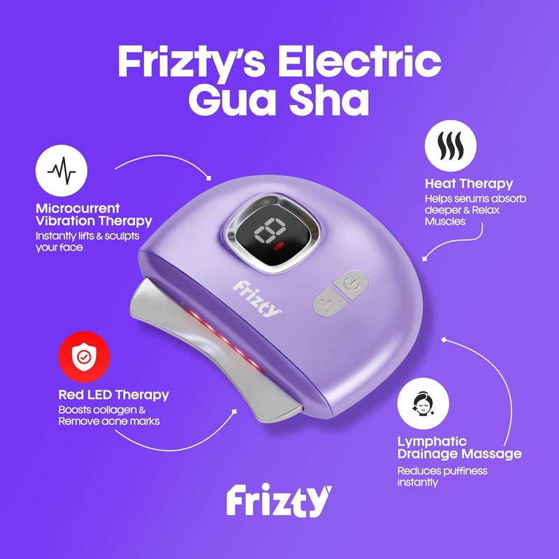 Frizty Electric Gua Sha Face Massager With 9 Modes | Red Light Therapy | Sonic Pulsation & Heat Therapy Facial Massager | Scraping Tool For Acne Control, Anti-Wrinkle & Anti Ageing - Image 2