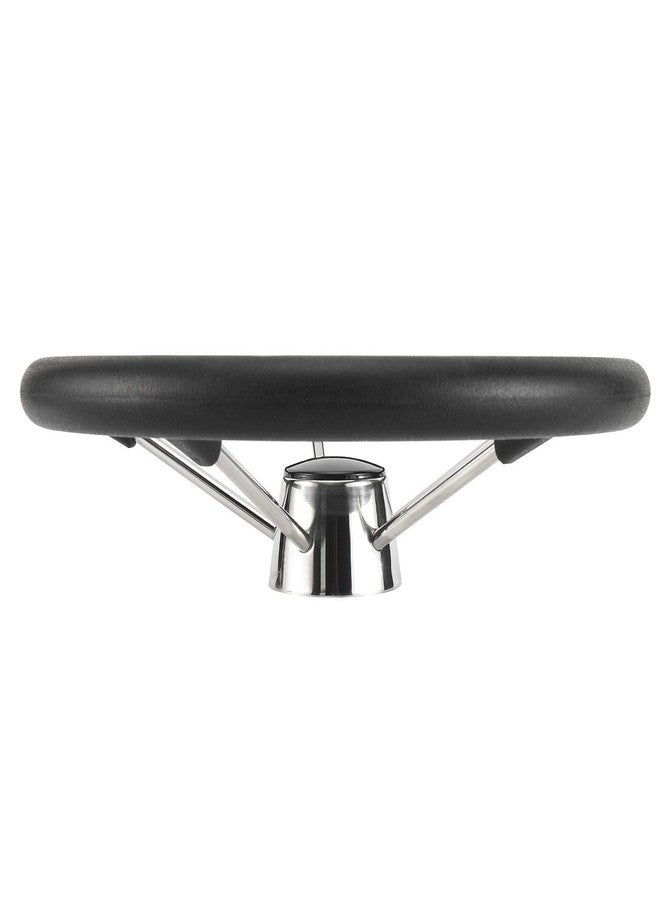 NovelBee 15-1/2 Inch Stainless Steel 5 Spoke Boat Marine Destroyer Steering Wheel with Black PU Foam (Without Knob) - Image 3