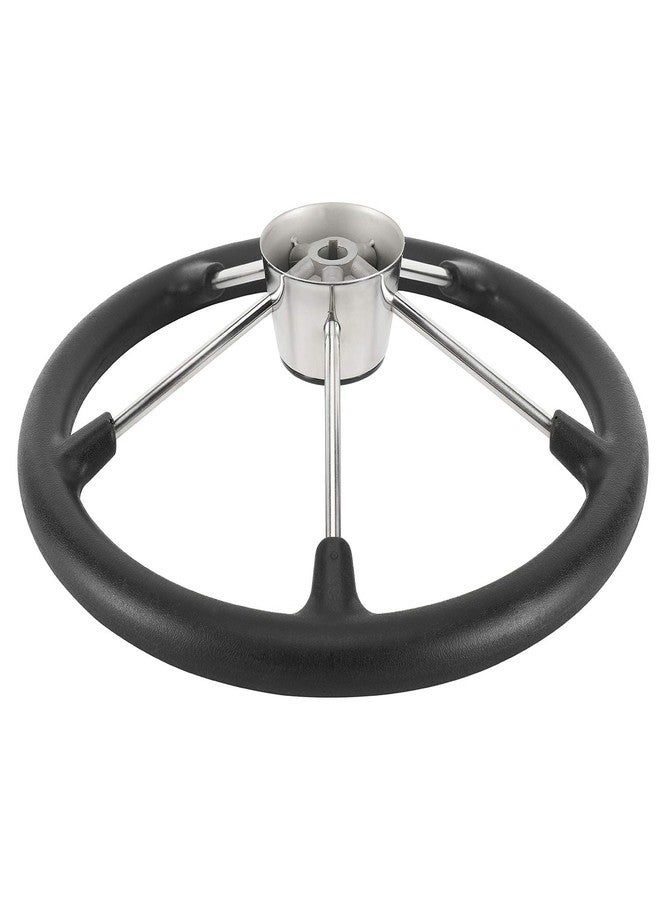 NovelBee 15-1/2 Inch Stainless Steel 5 Spoke Boat Marine Destroyer Steering Wheel with Black PU Foam (Without Knob) - Image 2
