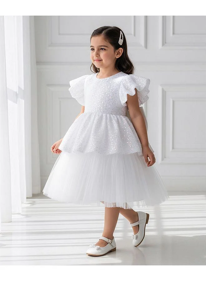 Mark & Mia Mark & Mia Sequins Embellished Short Sleeves Party Dress - White