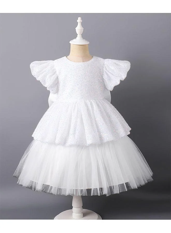 Mark & Mia Mark & Mia Sequins Embellished Short Sleeves Party Dress - White