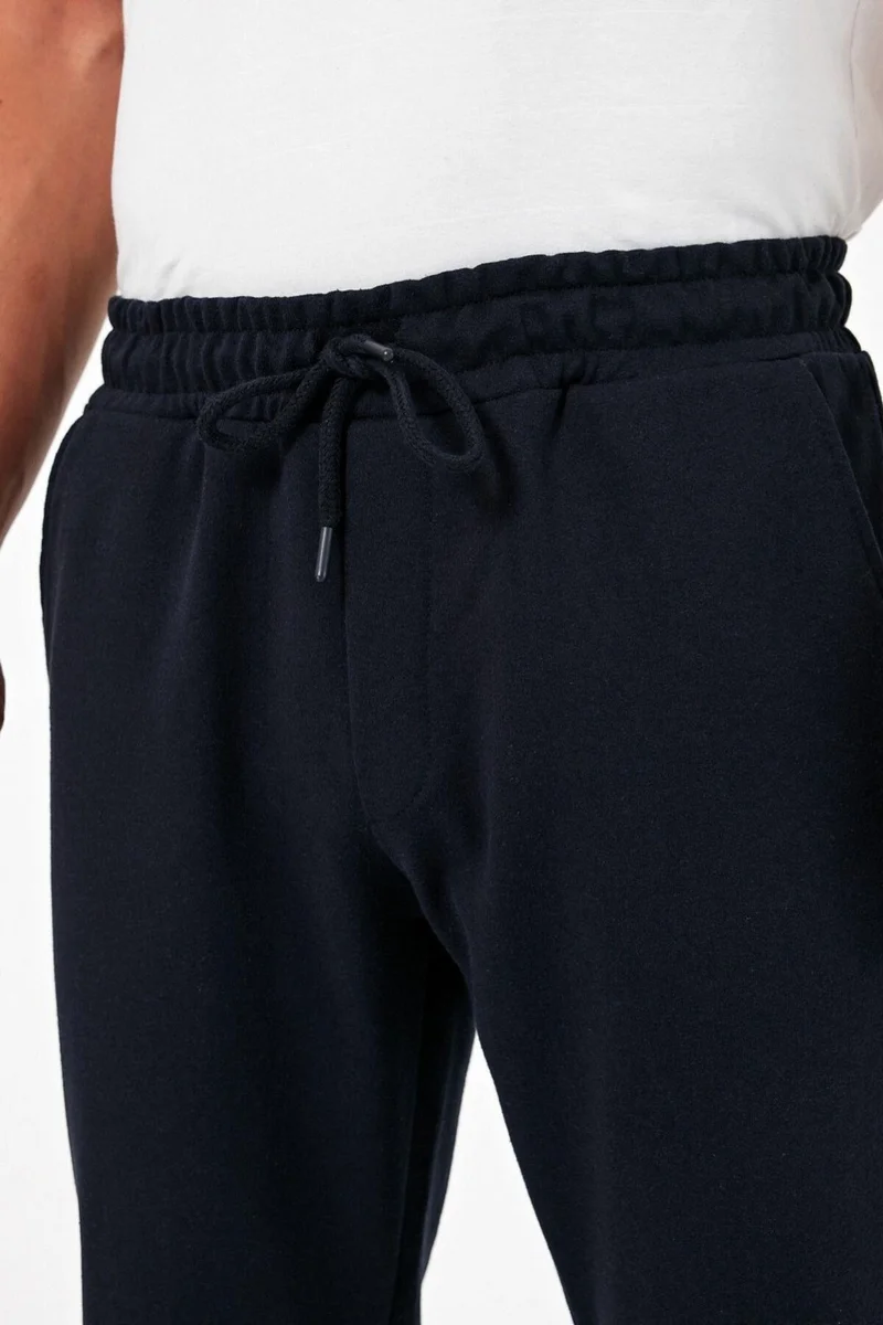mmetalic Thick Navy Blue Men's Sweatpants Jogger Back Pocket Elastic Leg Regular Fit Non-raised
