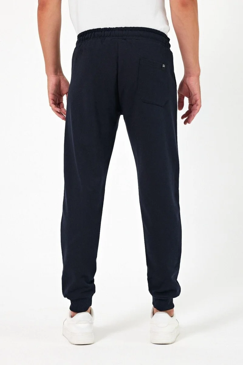 mmetalic Thick Navy Blue Men's Sweatpants Jogger Back Pocket Elastic Leg Regular Fit Non-raised