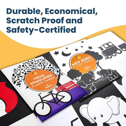 The Curious Bees - Set of High Contrast & Visual Stimulation New Born Anti-Glare Cards | 48 Objects for Visual Colour Stimulation, Cognitive & Sensory Development of 0-12 Month Old Kids - Image 5