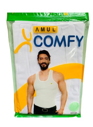 Amul comfy Men's Cotton U Neck Vest (Set of 3) Best Price Kuwait