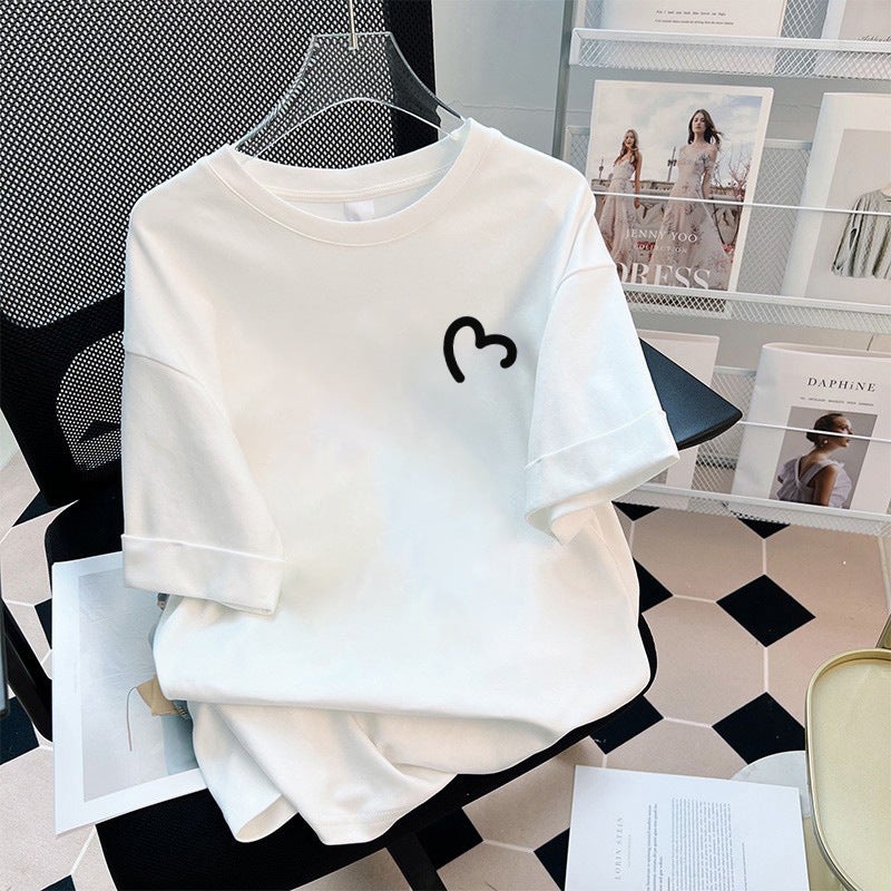 Klein Blue Short-Sleeved T-Shirt Women'S 2025 Loose Plus Size T-Shirt White Cotton Half-Sleeved Top - Image 3
