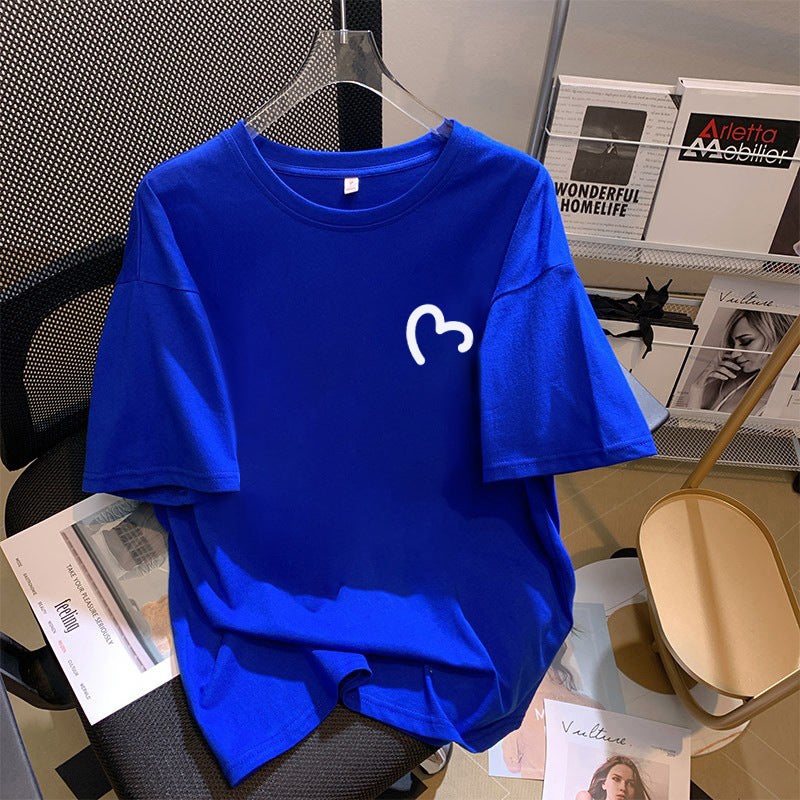 Klein Blue Short-Sleeved T-Shirt Women'S 2025 Loose Plus Size T-Shirt White Cotton Half-Sleeved Top - Image 2