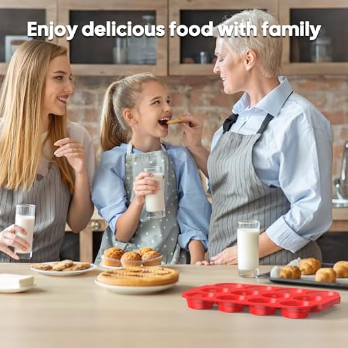 2Pack Silicone Muffin Pan For Baking  Standard 12 Cups Cupcake Pan With Handle  Structural Reinforced Nonstick Odorless BpaFree Silicone Baking Mold For Muffins Egg Bites Cupcakes - Image 2