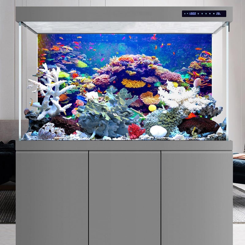 AWERT Undersea Theme Aquarium Background 48x20 inches Vinyl Colorful Coral Tropical Fish Underwater World Fish Tank Background - Image 5