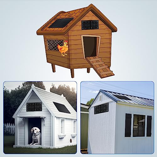 Tujoe 2 Sets Solar Powered Fan Kit Solar Panel Fan Kit 10w Weatherproof Dual Solar Fans Outside Waterproof Solar Exhaust Fan for Chicken Coops Greenhouse Sheds Pet House Car Window Ventilation - Image 2