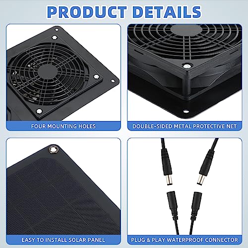 Tujoe 2 Sets Solar Powered Fan Kit Solar Panel Fan Kit 10w Weatherproof Dual Solar Fans Outside Waterproof Solar Exhaust Fan for Chicken Coops Greenhouse Sheds Pet House Car Window Ventilation - Image 4