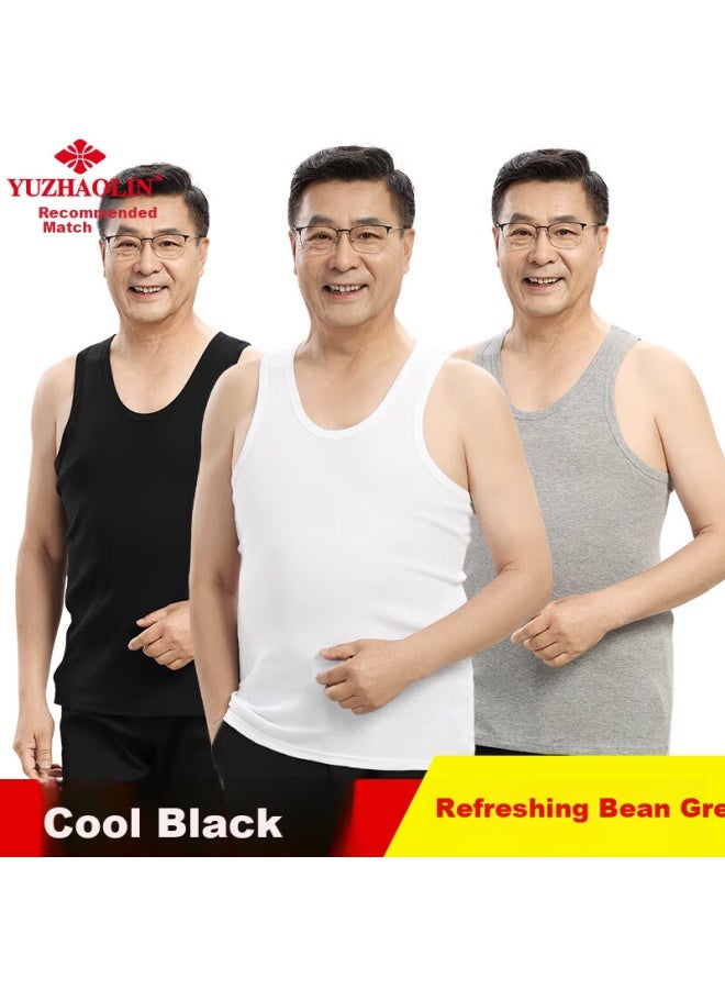 Yuzhaolin 2-pack Elderly Vest 100% Cotton Sports Sweat-absorbent Breathable Black L - Image 1