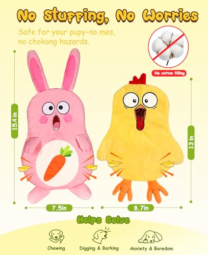 Swooflia 2 Pack Easter No Stuffing Dog Toys Cute Squeaky Crinkle Bunny and Chick Set Interactive for Small and Medium Dogs to Keep Them Busy Not for Big Aggressive Chewer - Image 3