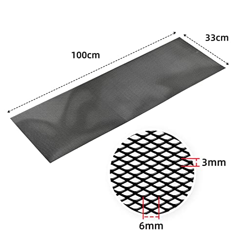AggAuto Universal 40"x13" Car Grill Mesh - 100x33cm Aluminum Alloy Automotive Grille Insert Bumper 3x6mm Rhombic Hole, One of the Most Multifunctional Shape Grids Black - Image 4