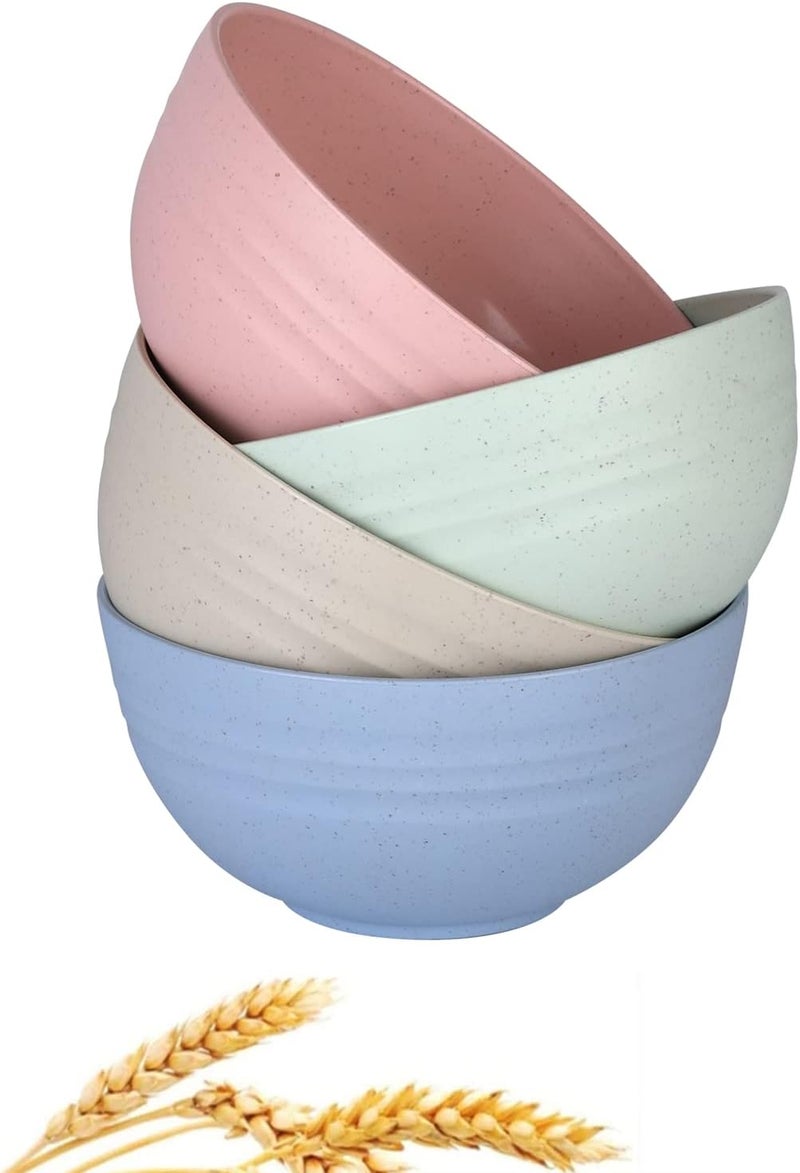WANBY Lightweight Wheat Straw Cereal Bowls Unbreakable Dinner Dishes Bowl Set Dishwasher  Microwave Safe Small 4 Pack 45 - Image 1