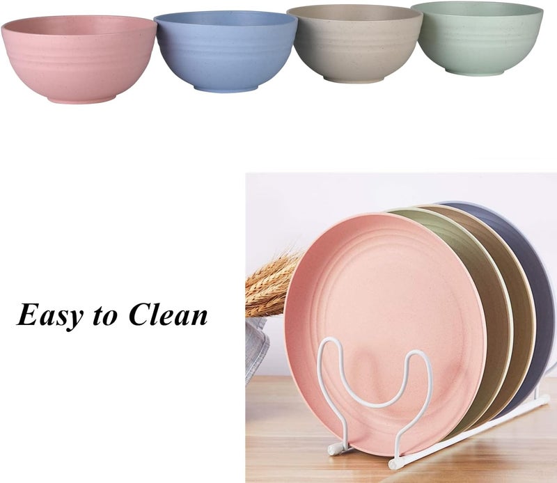 WANBY Lightweight Wheat Straw Cereal Bowls Unbreakable Dinner Dishes Bowl Set Dishwasher  Microwave Safe Small 4 Pack 45 - Image 5