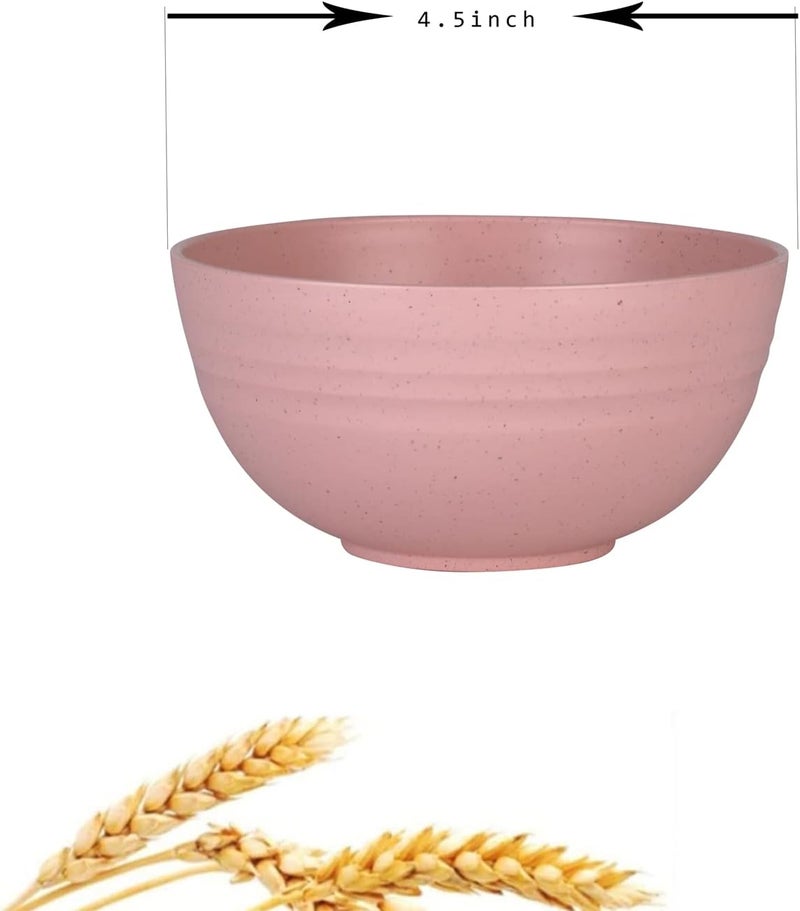 WANBY Lightweight Wheat Straw Cereal Bowls Unbreakable Dinner Dishes Bowl Set Dishwasher  Microwave Safe Small 4 Pack 45 - Image 3