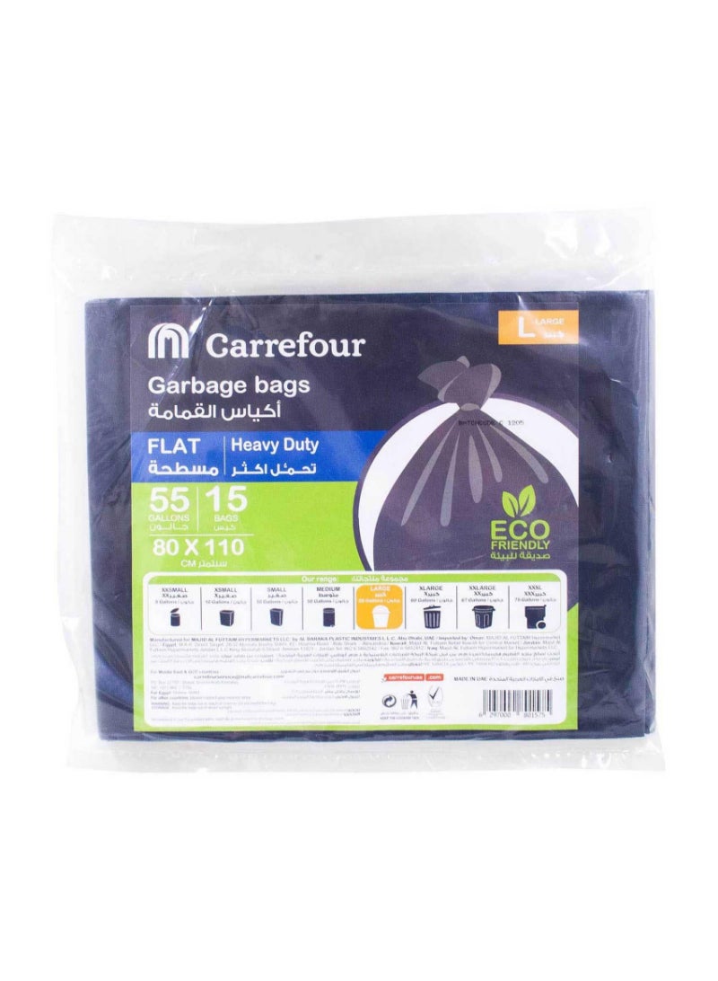 Carrefour Bio 55 Gallon Flat Heavy Duty Large Blue 15 Garbage Bags 