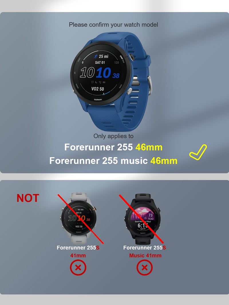iDaPro [4 Pack] Screen Protector for Garmin Forerunner 255/255 Music 46mm Smartwatch + Silicone Anti-dust Plugs Tempered Glass Anti-Scratch Bubble-Free - Image 2