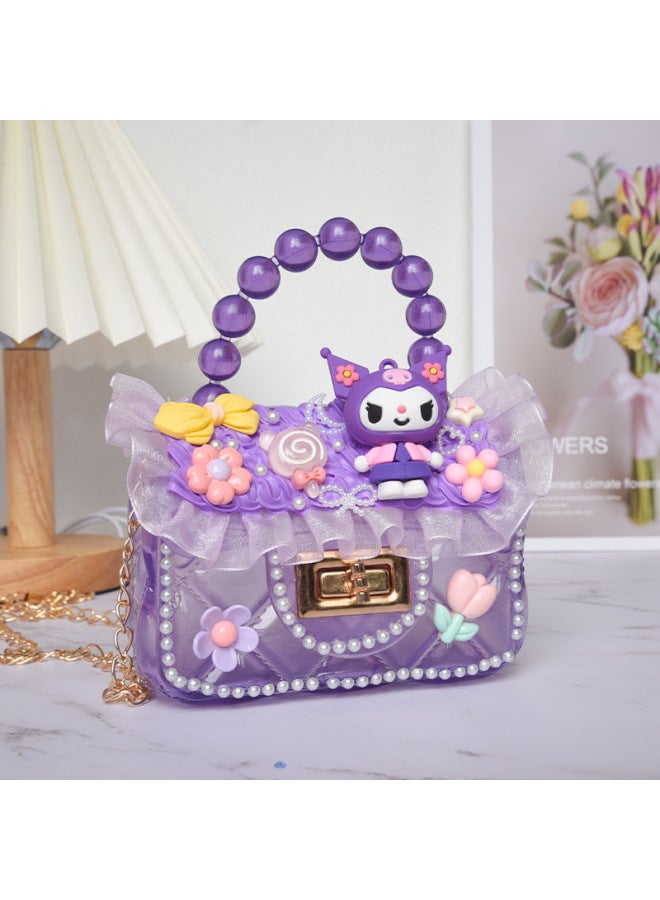 Jelly Bag Children's Cream Gel Handbag DIY Handmade Crossbody Bag Backpack Girl Handmade Material Bag Toy-Specifications:Purple Cool Rice - Image 1