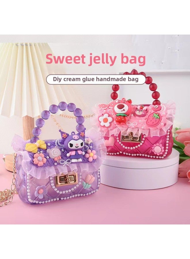 Jelly Bag Children's Cream Gel Handbag DIY Handmade Crossbody Bag Backpack Girl Handmade Material Bag Toy-Specifications:Purple Cool Rice - Image 2