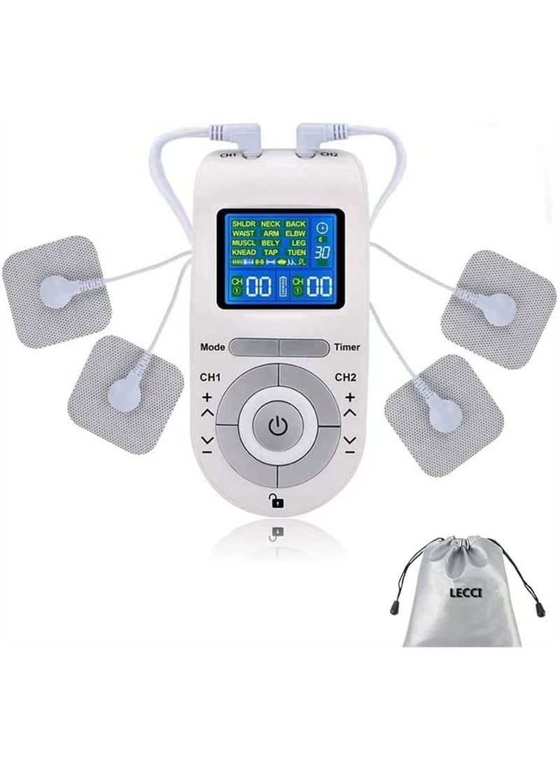Generic Tens Muscle Stimulator, Wireless Dual Channel, TENS machine pulse massager, 12 Modes, with 4 Pads for Pain Relief, Gym Neck and Back Relief  - Image 1