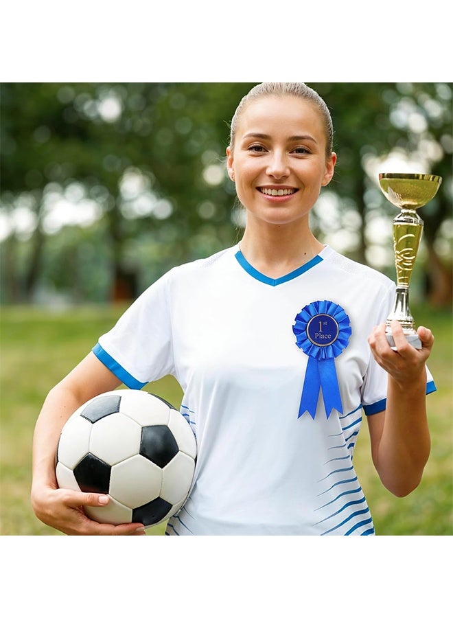 مجموعة أشرطة الجوائز الوردية المصنوعة من الساتان، أشرطة المشاركة، شارة الجوائز الشرفية باللون الأزرق والأحمر والأبيض، جوائز مراكز 1 و2 و3، ميداليات لجوائز الفصل الدراسي، معرض العلوم، عرض المواهب (3 قطع) - Image 4