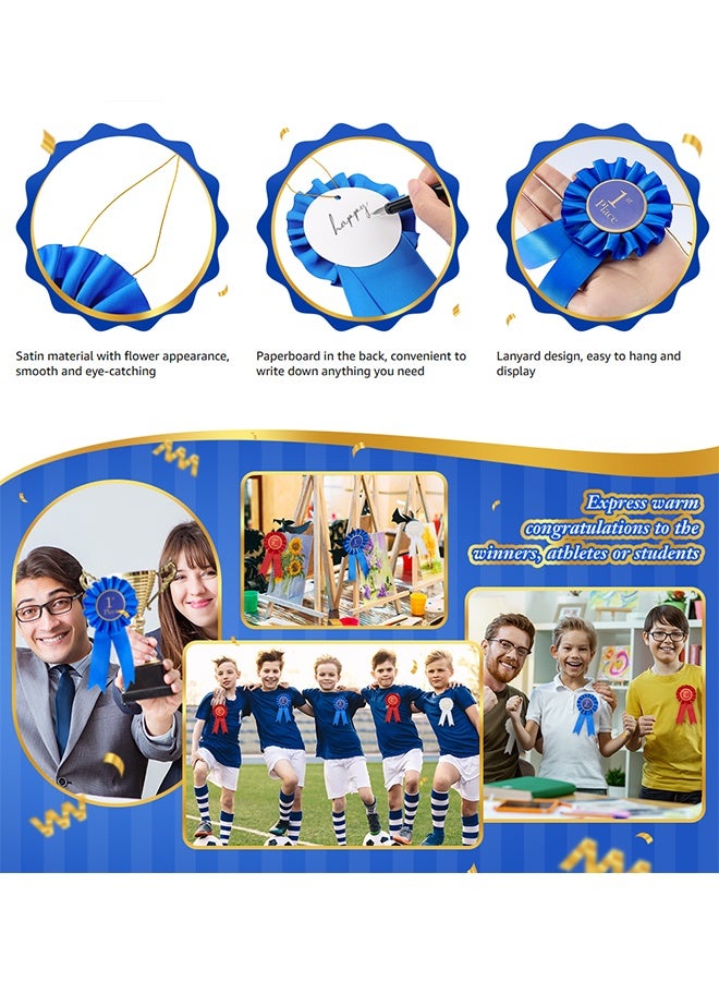 مجموعة أشرطة الجوائز الوردية المصنوعة من الساتان، أشرطة المشاركة، شارة الجوائز الشرفية باللون الأزرق والأحمر والأبيض، جوائز مراكز 1 و2 و3، ميداليات لجوائز الفصل الدراسي، معرض العلوم، عرض المواهب (3 قطع) - Image 5