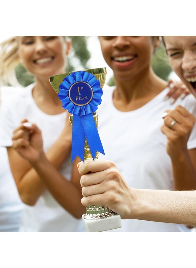 مجموعة أشرطة الجوائز الوردية المصنوعة من الساتان، أشرطة المشاركة، شارة الجوائز الشرفية باللون الأزرق والأحمر والأبيض، جوائز مراكز 1 و2 و3، ميداليات لجوائز الفصل الدراسي، معرض العلوم، عرض المواهب (3 قطع) - Image 3