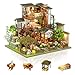 Foyucool Miniature House Kit Tiny House Kit with Light DIY Mini House Building Kits for Adults to Building Unique Gift for Birthday Mothers Day Bamboo Spring Courtyard - Image 2