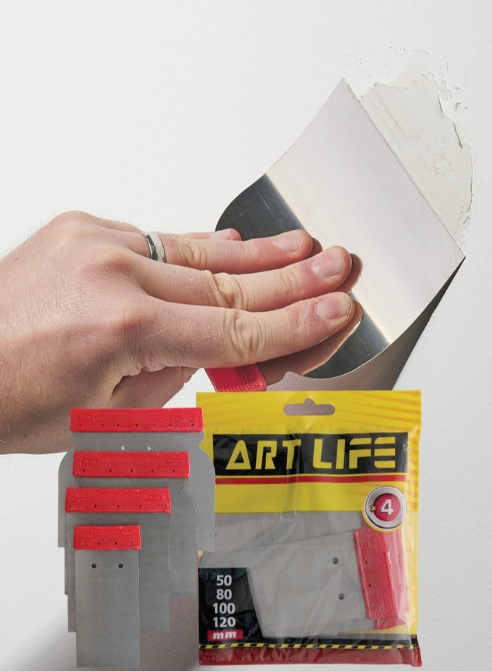 art life Stainless Steel Putty Knife Set – 4 Sizes for Painting and Spackling - Image 3