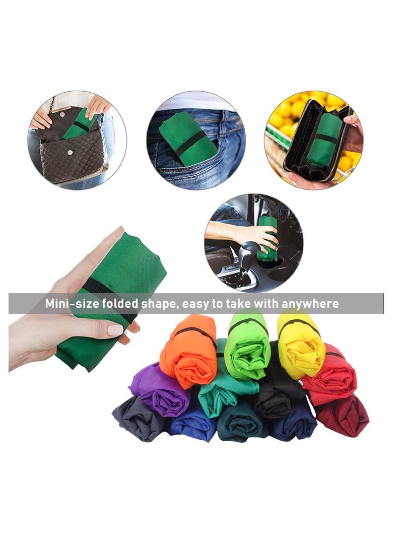 SYOSI - Grocery Bags Heavy Duty Reusable Foldable Groceries Tote Bag Portable and Folding Shopping Bag with Elastic Band to Tie Waterproof Washable Tote Bags Long Handle 2 Pack Grass Green - Image 1