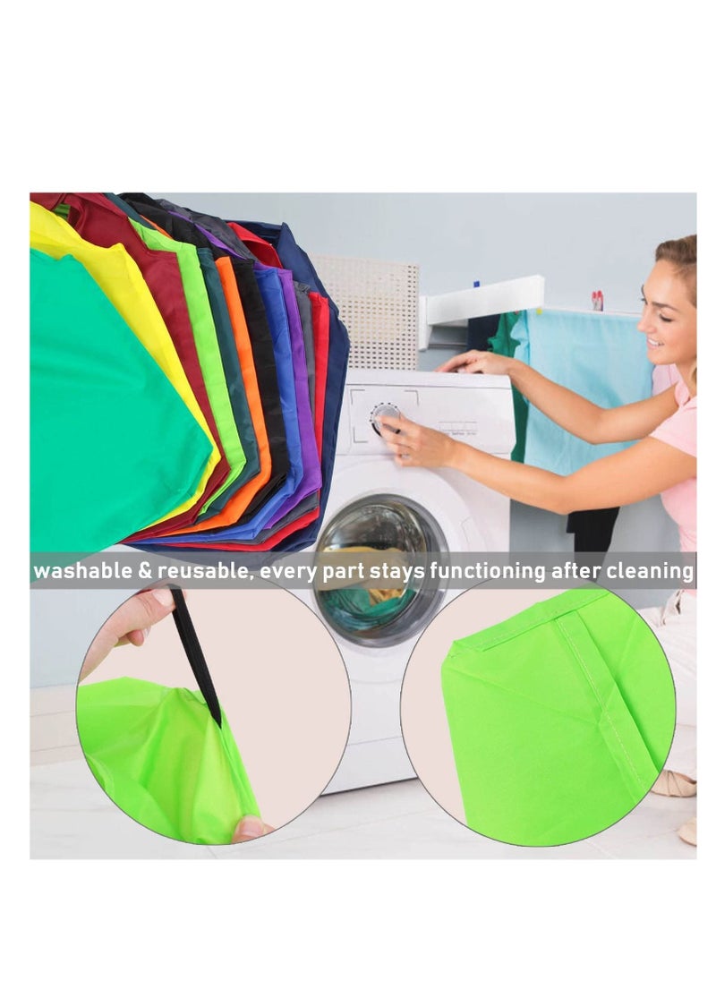 SYOSI - Grocery Bags Heavy Duty Reusable Foldable Groceries Tote Bag Portable and Folding Shopping Bag with Elastic Band to Tie Waterproof Washable Tote Bags Long Handle 2 Pack Grass Green - Image 1
