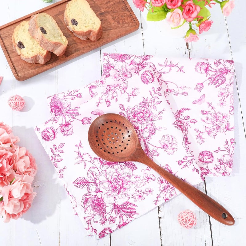 JarThenaAMCS Pink Flower Dinner Napkin Pink and White Floral Cloth Napkins Reusable Kitchen Table Top Collection for Party Dining Table Decor Set of 4 18 x 18 Inch - Image 3