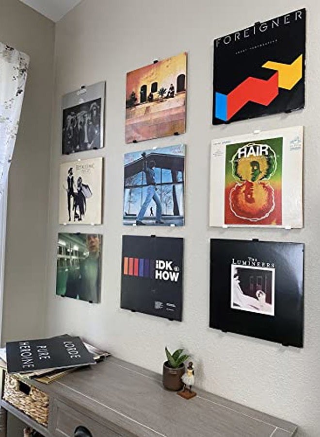 3D Lasers Lab Minimalist Vinyl Record Album Wall Mount Display- 6 Pack | No Wall Damage so Perfect for Apartments, Dorms, & Office | Your Favorite Holder for Your 7-12 inch LPs… (Black, 6-Record) - Image 1