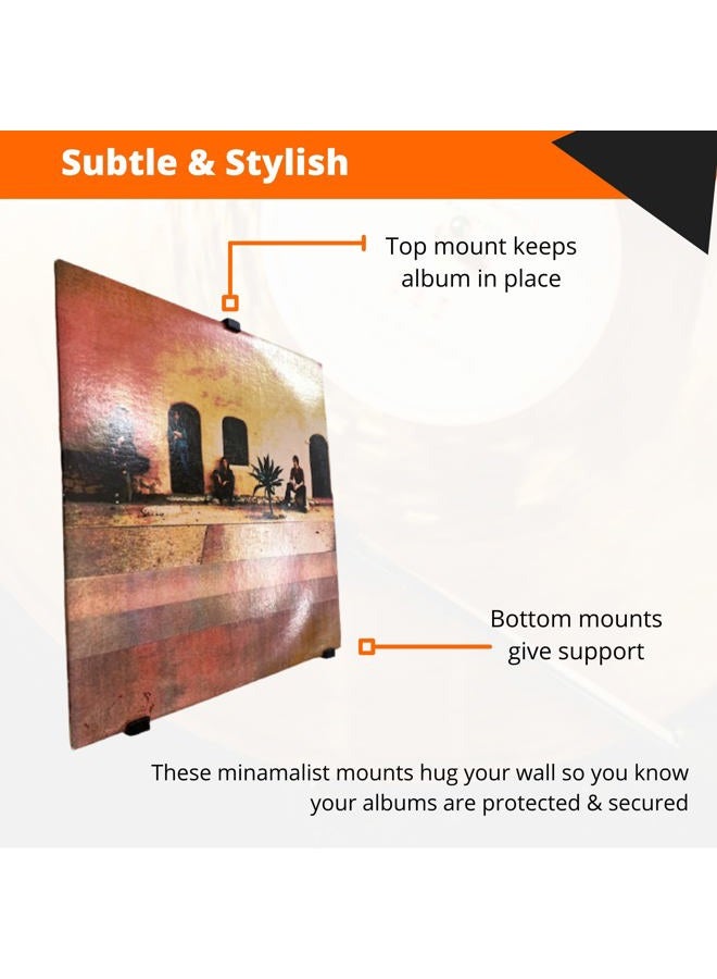 3D Lasers Lab Minimalist Vinyl Record Album Wall Mount Display- 6 Pack | No Wall Damage so Perfect for Apartments, Dorms, & Office | Your Favorite Holder for Your 7-12 inch LPs… (Black, 6-Record) - Image 4