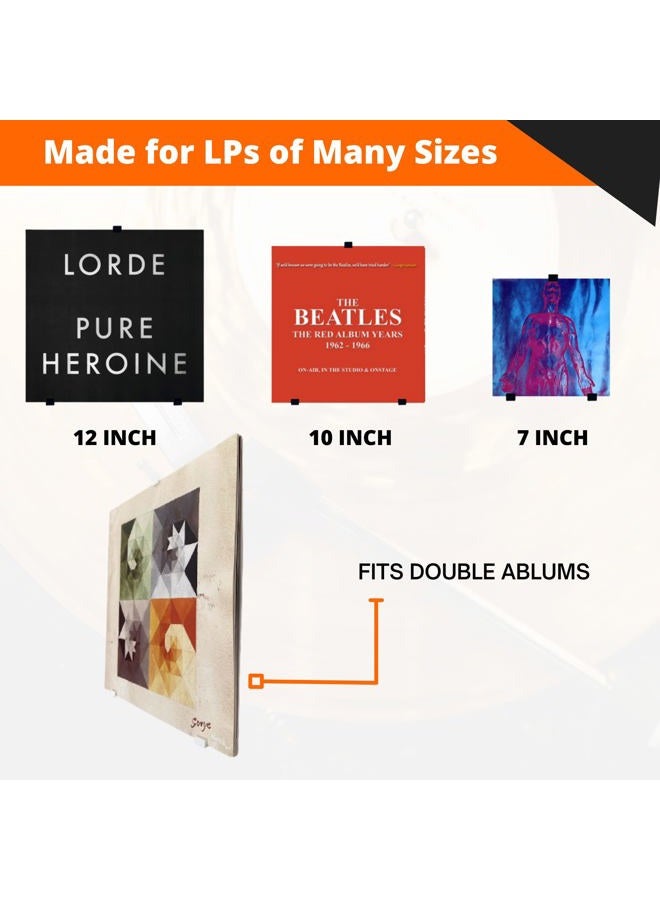 3D Lasers Lab Minimalist Vinyl Record Album Wall Mount Display- 6 Pack | No Wall Damage so Perfect for Apartments, Dorms, & Office | Your Favorite Holder for Your 7-12 inch LPs… (Black, 6-Record) - Image 3
