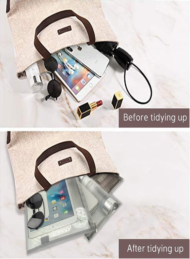 EASYFUN Mesh Pouch, Make up Bag with Zipper Cosmetic Organizer Pouch for Daily or Travel to Keep Small Items, 4 PCS Grey - Image 4