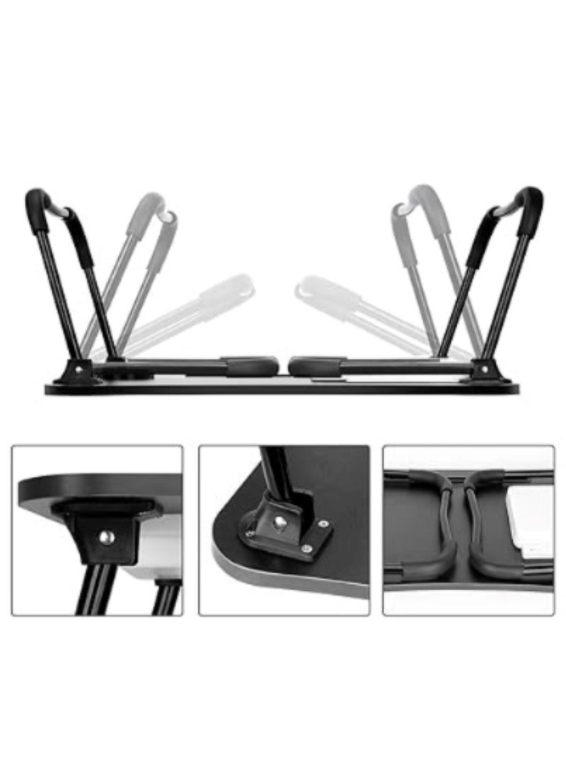 Black Wood Laptop Desk with Drawer, Cup Holder, and Tablet Stand - Image 2